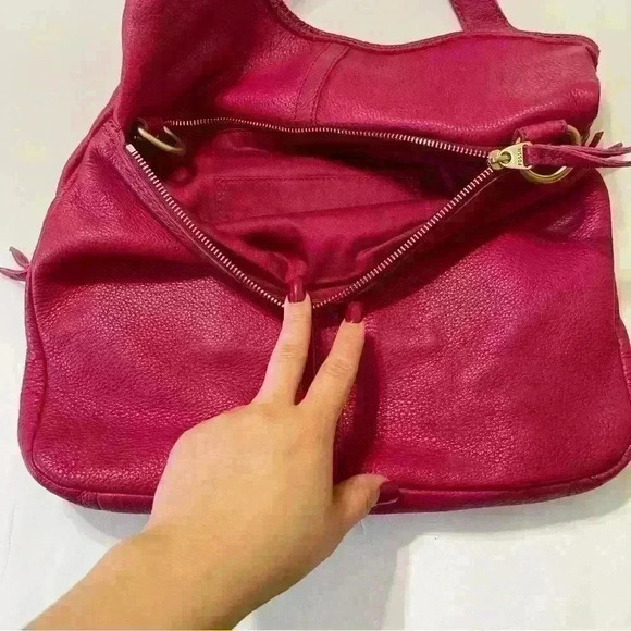 Fossil Women's Medium Burgundy Leather Designer Cross Body Bag Multiple Pockets - Picture 4 of 12